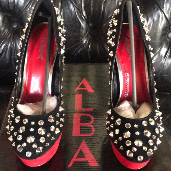 NWT ALBA high hills SHUES bottom RED - Picture 2 of 8